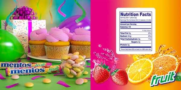 Purchase Mentos Chewy Mint Candy Roll, Fruit, Non Melting, 1.32 ounce/14 Pieces (Pack of 6) on Amazon.com