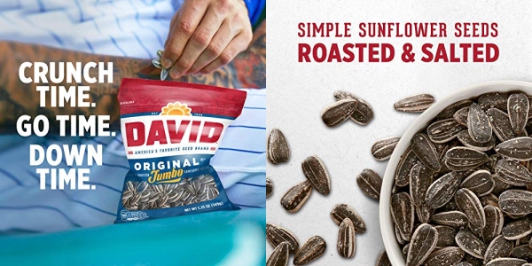 Purchase DAVID Roasted and Salted Original Jumbo Sunflower Seeds, Keto Friendly, 5.25 oz, 12 Pack on Amazon.com