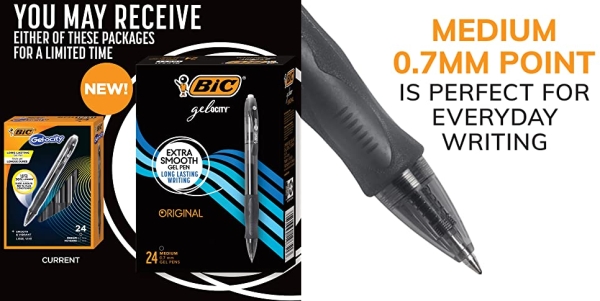 Purchase BIC Gel-ocity Original Retractable Gel Pen, Medium Point (0.7 mm), Black, 24-Count Retractable Pens on Amazon.com