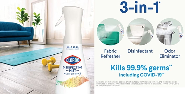 Purchase Clorox Disinfecting Mist, Lemon and Orange Blossom, 1 Spray Bottle and 1 Refill, 16 Fl Oz Each on Amazon.com