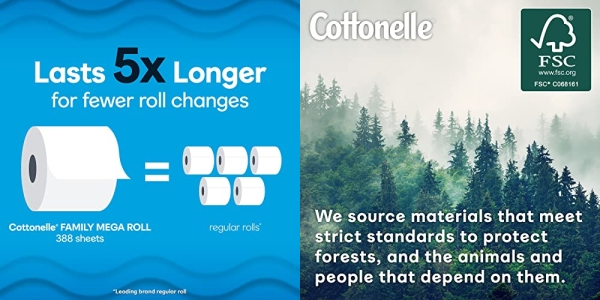 Purchase Cottonelle Ultra Clean Toilet Paper with Active CleaningRipples Texture, Strong Bath Tissue, 32 Family Mega Rolls (32 Family Mega Rolls = 176 Regular Rolls) (8 Packs of 4 Rolls) 388 Sheets per Roll on Amazon.com