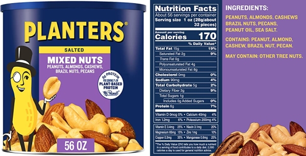Purchase Planters Salted Mixed Nuts (3LB 8OZ Canister) on Amazon.com