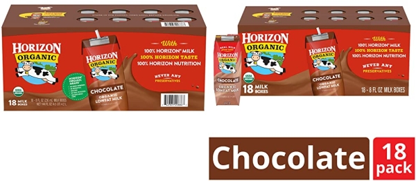 Purchase Horizon Organic, Lowfat Organic Milk Box, Chocolate, 8 Fl. Oz (Pack of 18), Single Serve, Shelf Stable Organic Chocolate Flavored Lowfat Milk, Great for School Lunch Boxes, Snacks on Amazon.com