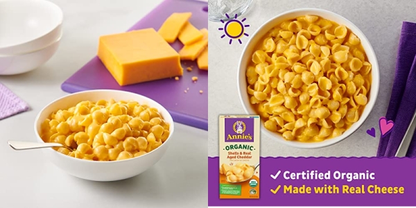 Purchase Annie's Organic Shells & Real Aged Cheddar Macaroni & Cheese, 12 Boxes, 6oz (Pack of 12) on Amazon.com