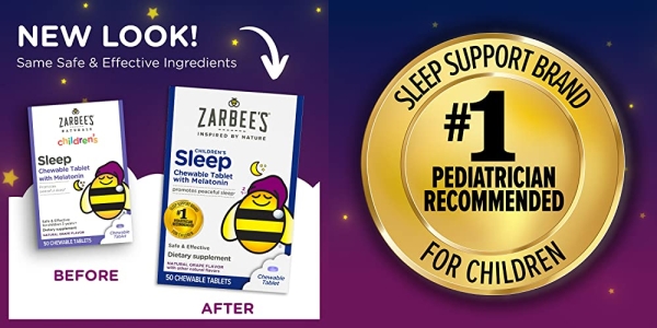Purchase Zarbee's Kids Melatonin, Chewable Childrens Sleep Supplement, Drug-Free & Effective Nighttime Support, Natural Grape Flavor, 50Ct on Amazon.com