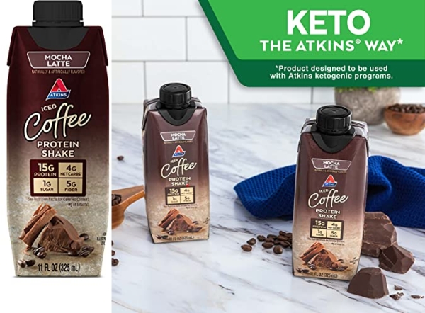 Purchase Atkins Mocha Latte Protein-Rich Shake. With High-Quality Protein. Keto-Friendly and Gluten Free. (4 Shakes) on Amazon.com