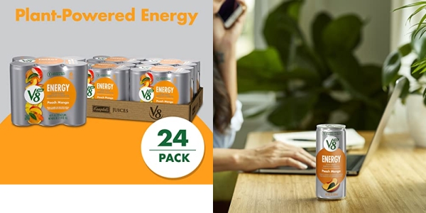Purchase V8 +Energy, Juice Drink with Green Tea, Peach Mango, 8 oz. Can (4 packs of 6, Total of 24) on Amazon.com