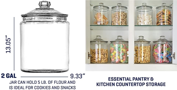 Purchase Anchor Hocking 2 Gallon Heritage Hill Glass Jar with Lid (2 piece, all glass, dishwasher safe) on Amazon.com