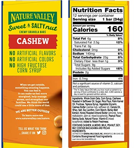 Purchase Nature Valley Granola Bars, Sweet & Salty Nut, Cashew, 12 Count on Amazon.com