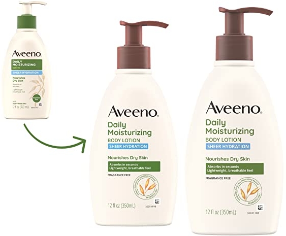 Purchase Aveeno Sheer Hydration Daily Moisturizing Lotion for Dry Skin with Soothing Oat, Lightweight, Fast-Absorbing & Fragrance-Free Intense Body Moisturizer, 12 fl. oz on Amazon.com