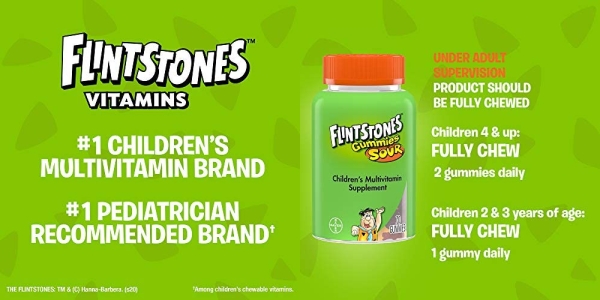Purchase Flintstones Children's Complete Multivitamin Sour Gummies, 180 Count on Amazon.com