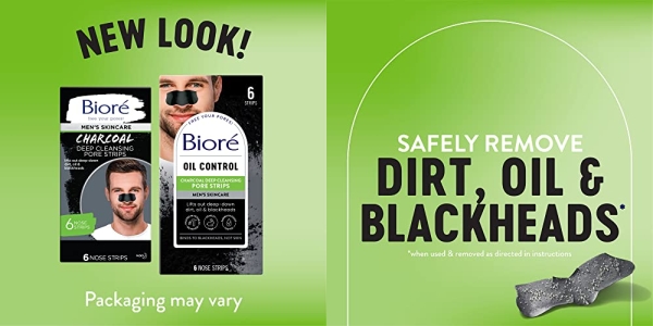Purchase Biore Men's Charcoal, Deep Cleansing Pore Strips, 6 Nose Strips for Blackhead Removal on Oily Skin on Amazon.com