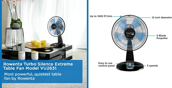 Purchase Rowenta VU2631 Turbo Silence Table Fan, Portable Fan, 4 Speed Fan with User Friendly Turn Dial on Amazon.com