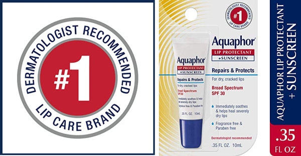 Purchase Aquaphor Lip Protectant and Sunscreen Ointment - Broad Spectrum SPF 30 - Relieves Chapped Lips - .35 fl. Oz. Tube on Amazon.com