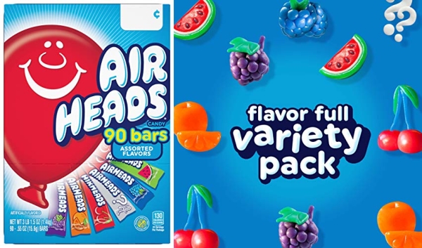 Purchase Airheads Bars, Chewy Fruit Taffy Candy, Variety Pack, Back to School for Kids, Non Melting, Party 90 Count on Amazon.com