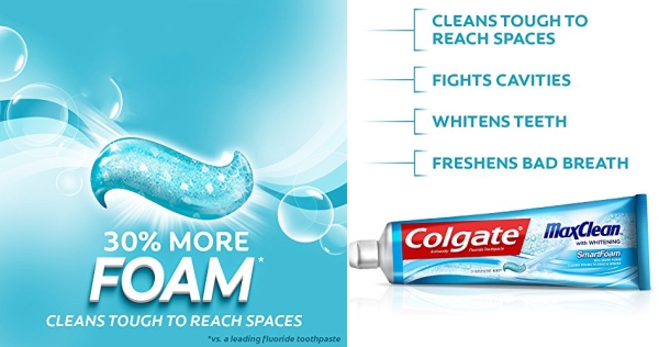 Purchase Colgate MaxClean Foaming Toothpaste with Whitening, Mint - 6 Ounce (4 Count) on Amazon.com