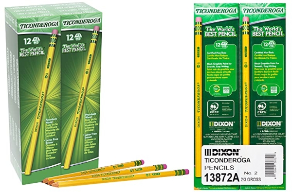 Purchase Ticonderoga Pencils, Wood-Cased, Graphite #2 HB Soft, Yellow, 96-Pack on Amazon.com
