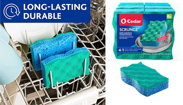 Purchase O-Cedar Scrunge Multi-Use (Pack of 6) Non-Scratch, Odor-Resistant All-Purpose Scrubbing Sponge Safely Cleans All Hard Surfaces in Kitchen and Bathroom, 6 Count, Blue on Amazon.com