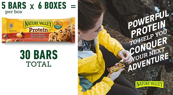 Purchase Nature Valley Chewy Granola Bar, Protein, Peanut Butter Dark Chocolate, 5 Bars-1.42 Ounce each, 7.1 Ounce (Pack of 6) on Amazon.com