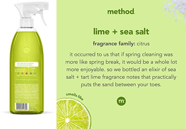 Purchase Method All-Purpose Cleaner Spray, Perfect for Most Counters, Tiles, Stone, and More, Lime + Sea Salt, 28 oz Spray Bottles, 4 Pack on Amazon.com