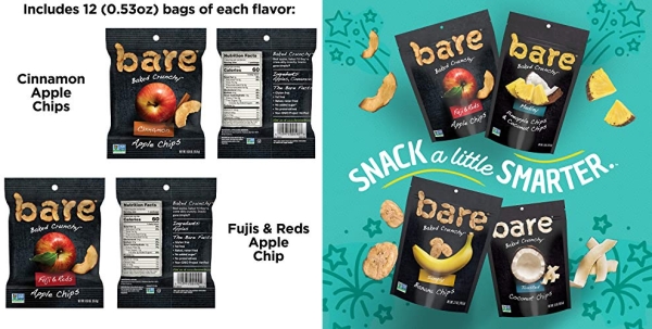Purchase Bare Baked Crunchy Apple Chips, Variety Pack, Gluten Free, 0.53 Ounce Bag, 24 Count on Amazon.com