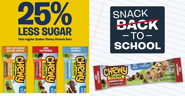 Purchase Quaker Chewy Granola Bars, 25% Less Sugar Variety Pack, 18 Bars, Net Wt. 15.2 oz on Amazon.com