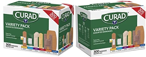 Purchase Curad Assorted Bandages Variety Pack 300 Pieces, Including Antibacterial, Heavy Duty, Fabric, and Waterproof Bandages on Amazon.com