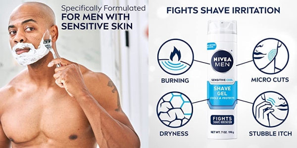 Purchase NIVEA Men Sensitive Cooling Shaving Gel - Gentle Cooling Sensation while Shaving - 7 oz. Can (Pack of 3) on Amazon.com