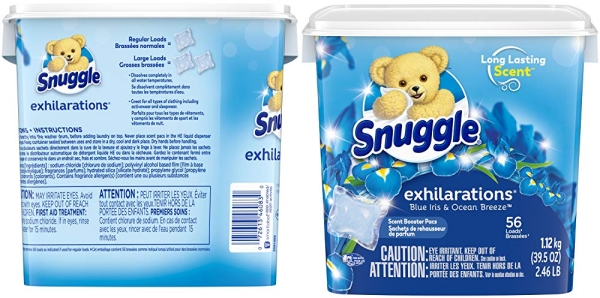 Purchase Snuggle Laundry Scent Boosters Concentrated Scent Pacs, Blue Iris Bliss, Tub, 56 Count on Amazon.com