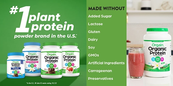Purchase Orgain Organic Plant Based Protein Powder, Vanilla Bean, 2.03 Pound on Amazon.com