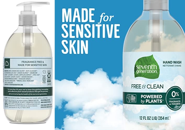 Purchase Seventh Generation Hand Wash Soap, Free & Clean Unscented, 12 Fl Oz, (Pack of 8) (Pack May Vary) on Amazon.com