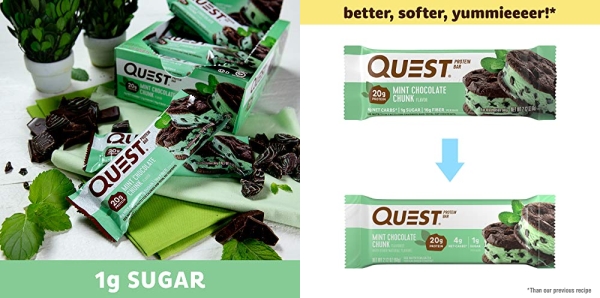 Purchase Quest Nutrition CMint Chocolate Chunk Protein Bar, High Protein, Low Carb, Gluten Free, Keto Friendly, 12 Count on Amazon.com