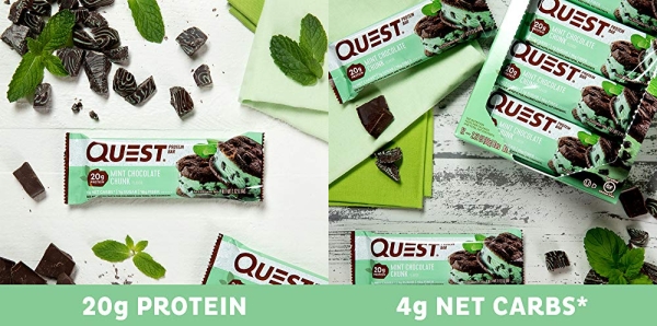 Purchase Quest Nutrition CMint Chocolate Chunk Protein Bar, High Protein, Low Carb, Gluten Free, Keto Friendly, 12 Count on Amazon.com