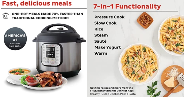 Purchase Instant Pot DUO80 8 Qt 7-in-1 Multi- Use Programmable Pressure Cooker, Slow Cooker, Rice Cooker, Steamer, Saut, Yogurt Maker and Warmer on Amazon.com