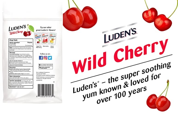 Purchase Luden's Wild Cherry Throat Drops, Deliciously Soothing, 30 Drops, 1 Bag on Amazon.com