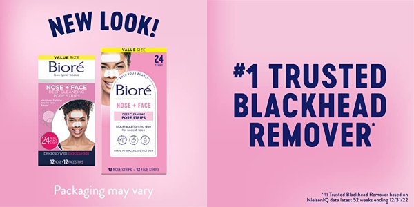 Purchase Bior Blackhead Removing and Pore Unclogging Deep Cleansing Pore Strip for Nose, Chin, and Forehead (24 Count) on Amazon.com