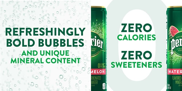 Purchase Perrier Watermelon Flavored Carbonated Mineral Water, 8.45 fl oz. Slim Cans (30 Count) on Amazon.com