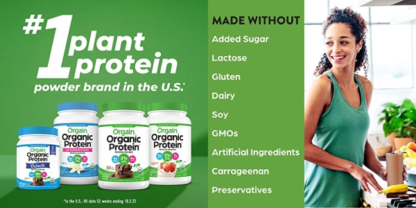 Purchase Orgain Organic Plant Based Protein Powder, Creamy Chocolate Fudge - Vegan, Low Net Carbs, Non Dairy, Gluten Free, Lactose Free, No Sugar Added, Soy Free, Kosher, Non-GMO, 2.03 Pound on Amazon.com