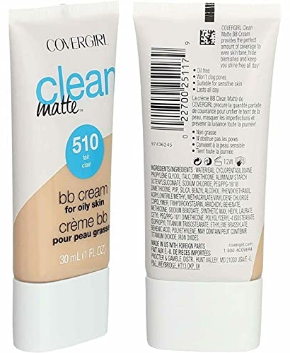 Purchase COVERGIRL Clean Matte BB Cream For Oily Skin, Fair 510, 1 oz Water-Based Oil-Free Matte Finish BB Cream on Amazon.com