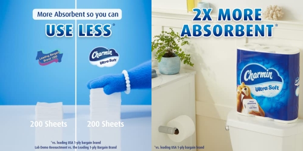 Purchase Charmin Ultra Soft Cushiony Touch Toilet Paper, 18 Family Mega Rolls (Equal to 90 Regular Rolls) on Amazon.com