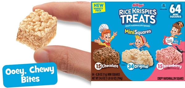 Purchase Kelloggs Rice Krispies Treats Mini-Squares, Crispy Marshmallow Squares, Variety Pack, Lunch Box Snacks, 24.8oz Box(64 ct) on Amazon.com