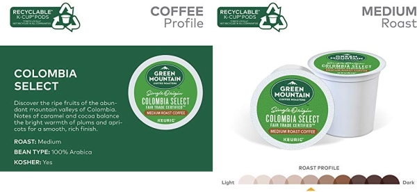 Purchase Green Mountain Coffee Roasters Colombian Fair Trade Select Keurig Single-Serve K-Cup Pods, Medium Roast Coffee, 12 Count (Pack Of 6) (Pack May Vary) on Amazon.com
