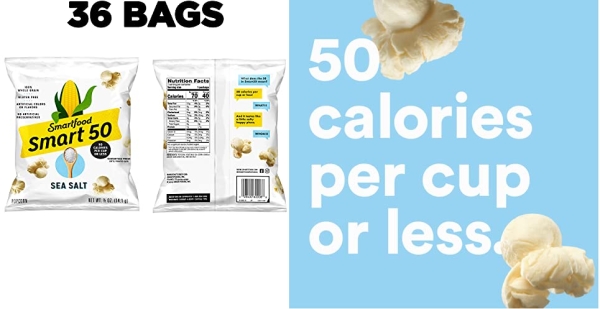 Purchase Smart50 Popcorn, Sea Salt, 0.5oz Bags (Pack of 36) on Amazon.com