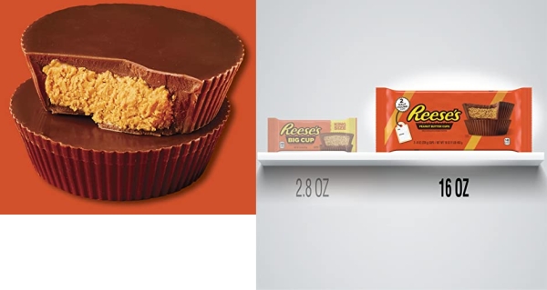 Purchase REESE'S Peanut Butter Cups, World's Largest Reese's Chocolate Cup for Unique Holiday Christmas Candy Gift, Two 8 Ounce Cups, 1lb bar on Amazon.com