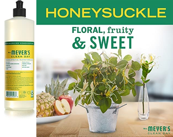 Purchase Mrs. Meyers Clean Day Liquid Dish Soap, Honeysuckle, 16 ounce bottle (Pack of 3) on Amazon.com