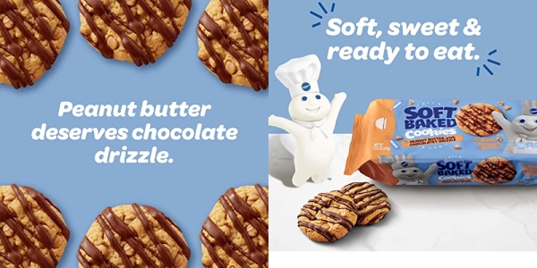 Purchase Pillsbury Soft Baked Cookies, Peanut Butter with Chocolatey Drizzle, 18 ct on Amazon.com