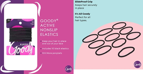Purchase Goody Slide Proof Stayput Black Hair Elastics, 4 mm, 10 Count on Amazon.com