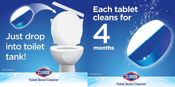 Purchase Clorox Ultra Clean Toilet Tablets Bleach & Blue, Rain Clean Scent 2.47 Ounces Each, 4 Count on Amazon.com