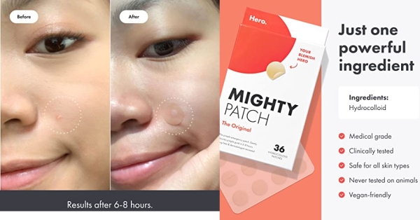 Purchase Mighty Patch Original from Hero Cosmetics - Hydrocolloid Acne Pimple Patch for Covering Zits Stickers for Face and Skin, (36 Count) on Amazon.com