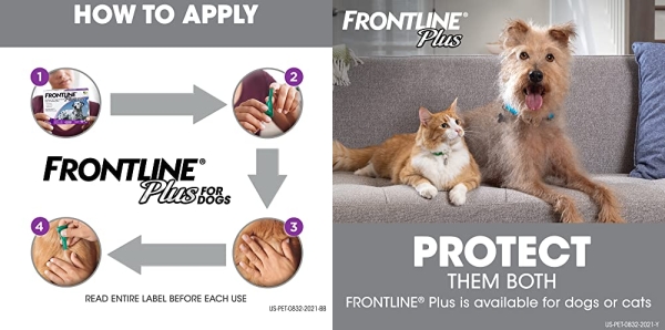 Purchase Frontline Plus Flea and Tick Treatment for Dogs (Large Dog, 45-88 Pounds, 3 Doses) on Amazon.com